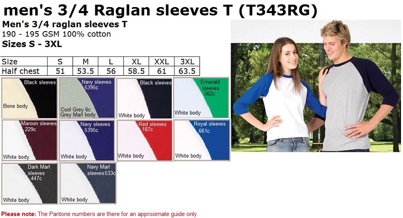 Men 3 Qtr Raglan sleeves